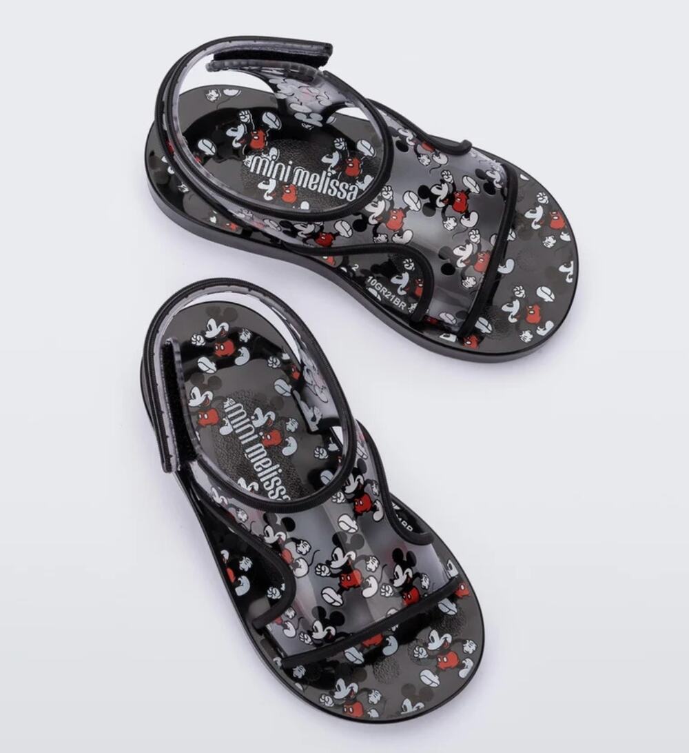 NWOT Mini Melissa x Disney Mickey Minnie Mouse Acqua black plastic sandals US 4